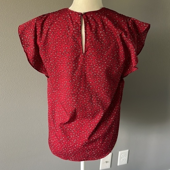Anthropologie Ranna Gill Markie Cutout Blouse Red Floral - Picture 8 of 13